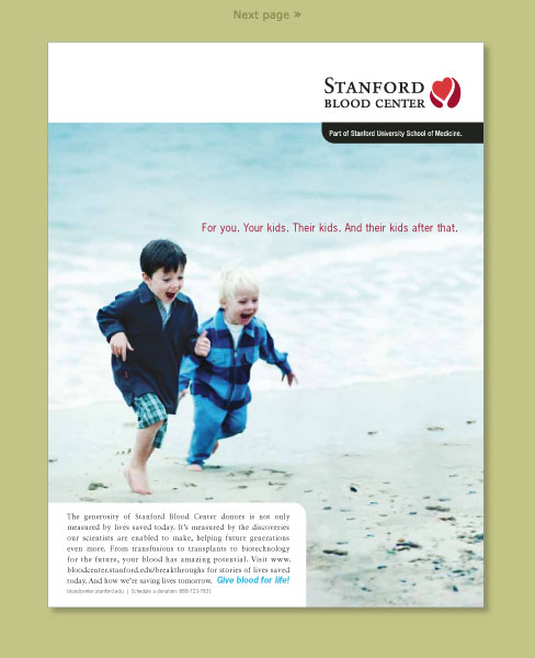 Stanford Blood Center corporate branding ad