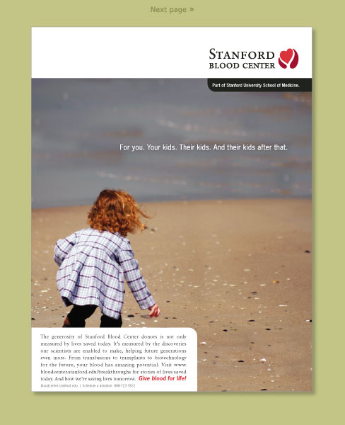 Stanford Blood Center corporate branding ad